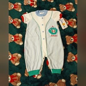 Vintage NWT Buster Brown Baseball Baby Romper 3-6 Months
